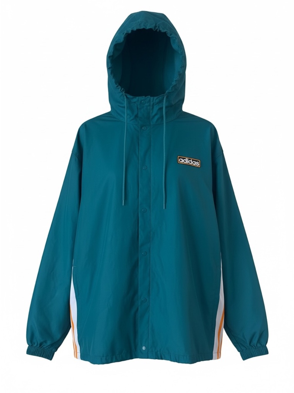 RARE Adidas Teal Jacket Blokecore 3 Stripes Patch Hooded Windbreaker XL